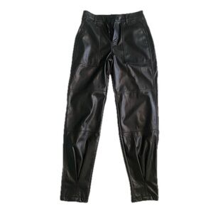 Black Faux Leather Women's Pants